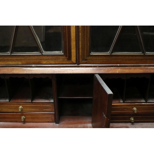 764 - Edwardian Inlaid Mahogany Bureau Bookcase, 79cms wide x 199cms high