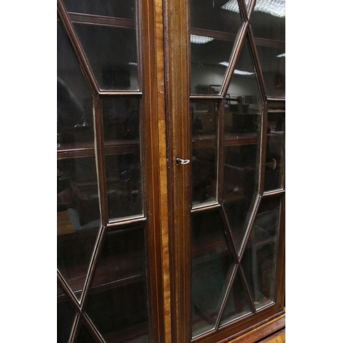 764 - Edwardian Inlaid Mahogany Bureau Bookcase, 79cms wide x 199cms high