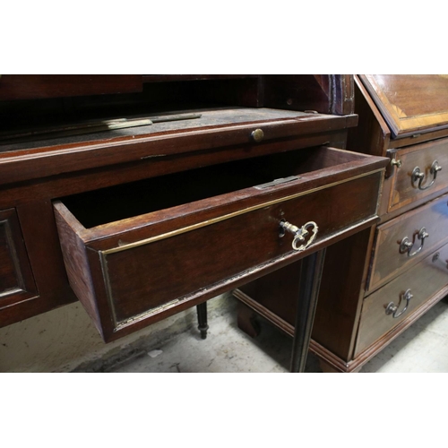 765 - Late 19th century French mahogany and gilt brass mounted cylinder bureau, in the Empire manner, appr... 