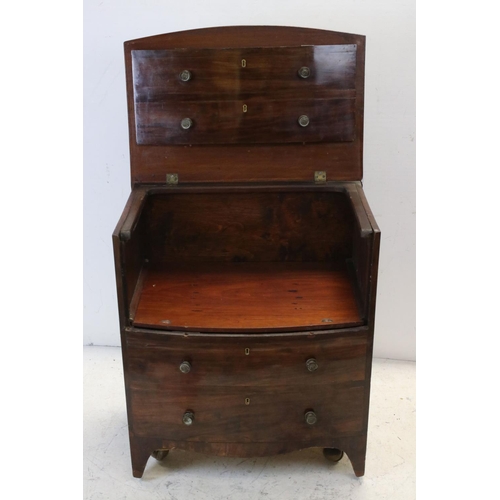 769 - 19th century mahogany commode chest, bow front form, hinged lid, approx 62.5cm wide, 72.5cm high, 43... 