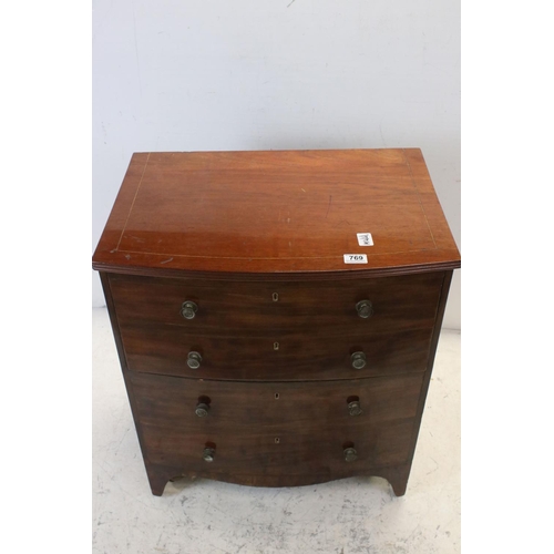 769 - 19th century mahogany commode chest, bow front form, hinged lid, approx 62.5cm wide, 72.5cm high, 43... 