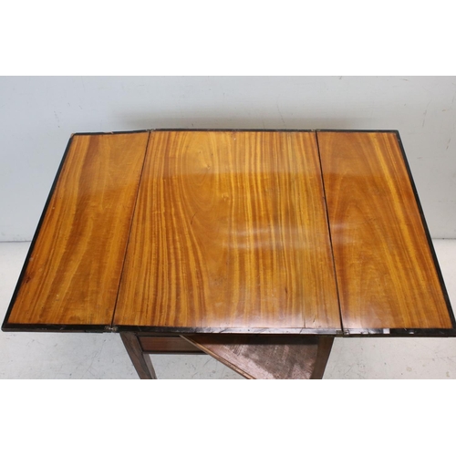 772 - Regency and later satinwood fold over table, hinged banded top, with inset ivory rest support holes ... 