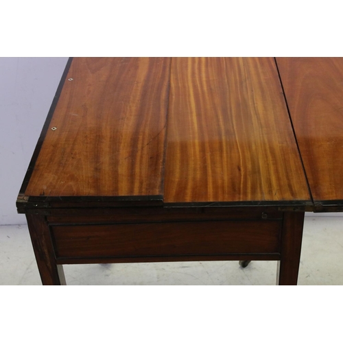 772 - Regency and later satinwood fold over table, hinged banded top, with inset ivory rest support holes ... 