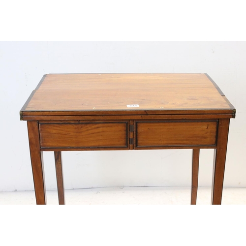 772 - Regency and later satinwood fold over table, hinged banded top, with inset ivory rest support holes ... 