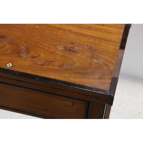 772 - Regency and later satinwood fold over table, hinged banded top, with inset ivory rest support holes ... 