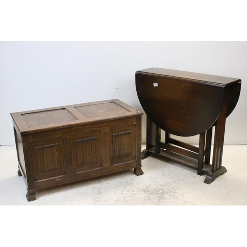 774 - Oak Gate-leg Table and an Oak Coffer, 85cms long