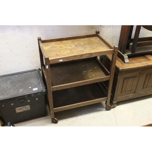 775 - Oak Three Tier Tea Trolley