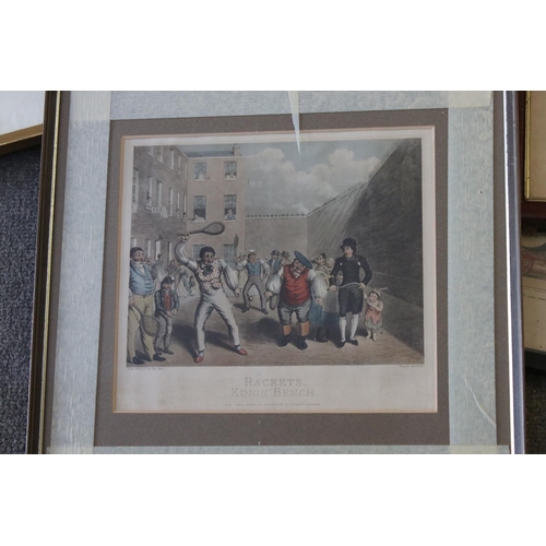 379 - A quantity of framed and glazed prints to include two Rowlandson engravings Fleet Prison, A Trip To ... 