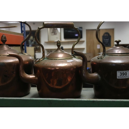 390 - A group of four 19th century Copper Kettles