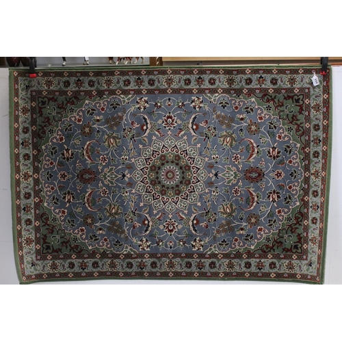 658 - Persian Green and Blue Ground Rug, 150cms x 101cms