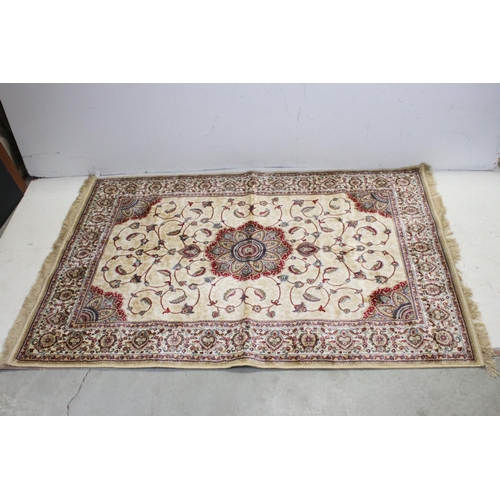 661 - Silk Cream Ground Rug, 170cms x 116cms