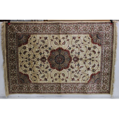 661 - Silk Cream Ground Rug, 170cms x 116cms