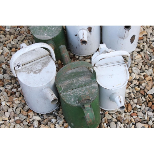 624 - A collection of six vintage painted watering cans