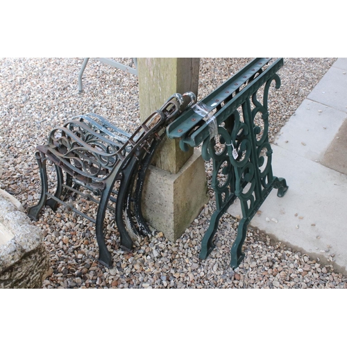 625 - Three sets of wrought iron garden bench ends