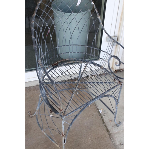 627 - Two vintage metal folding garden chairs.