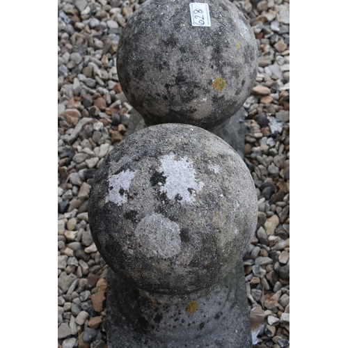 628 - Pair of composite stone finial balls, approx 35cm high