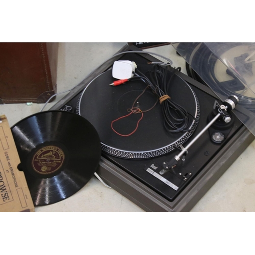 556A - A large collection of audio equipment and 78rpm records to include a Dual belt drive turntable, a Cr... 