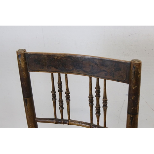 735 - Set of Three Regency style Faux Bamboo Side Chairs with rush seats together with a further Faux Bamb... 