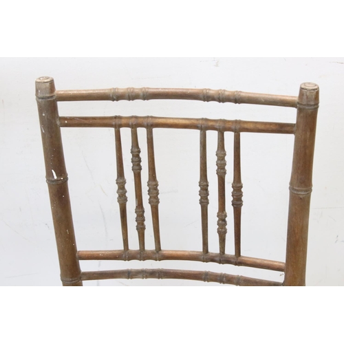 735 - Set of Three Regency style Faux Bamboo Side Chairs with rush seats together with a further Faux Bamb... 