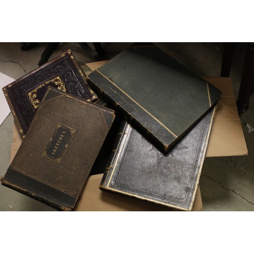 479 - A collection of ten antique empty scrap books and journals.