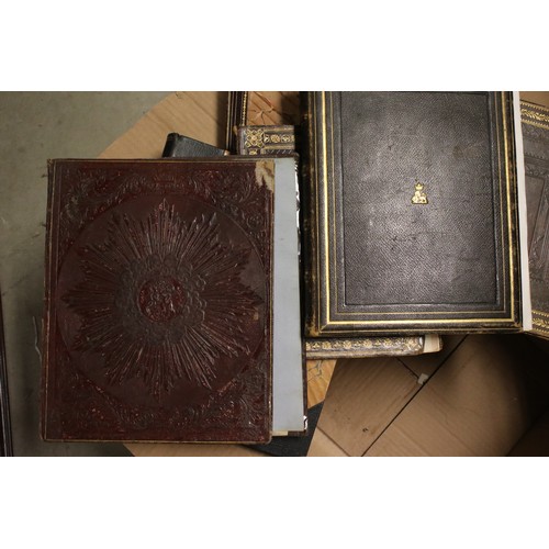 479 - A collection of ten antique empty scrap books and journals.