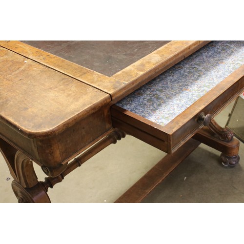 656 - Mid 19th century Architects / Writing Mahogany Desk, the top with central leather inset panel rising... 