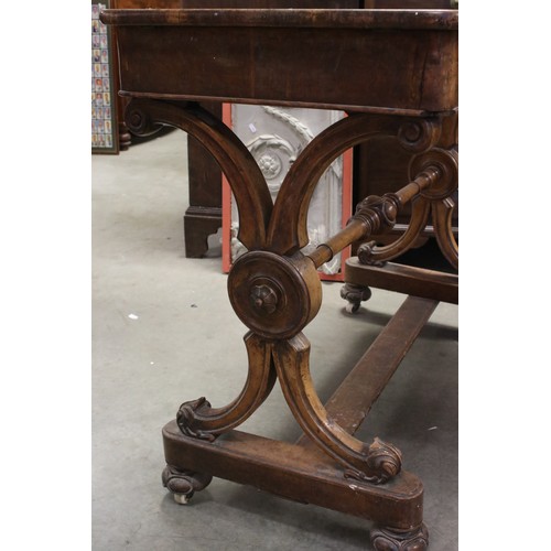 656 - Mid 19th century Architects / Writing Mahogany Desk, the top with central leather inset panel rising... 