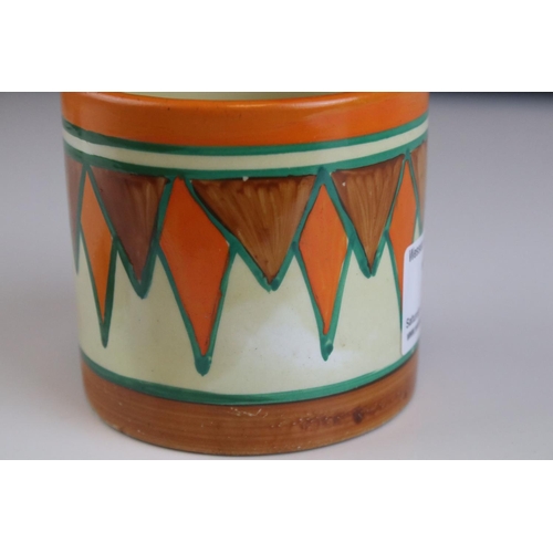 10 - Clarice Cliff Bizarre Geometric Pattern Preserve Pot, 9.5cms high