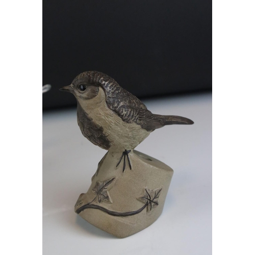 20 - Poole Pottery Robin on a Plant Pot, 13cms high together with a Glass Paperweight in the form of a Bi... 