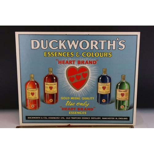 25 - Two ' Duckworth & Co, Old Trafford Essence Distillery ' Cardboard Advertising Signs, the largest dou... 