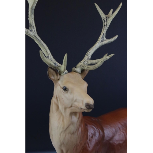 4 - Beswick Connoisseur Stag on Rock, matt,  model no. 2629, 36cms high