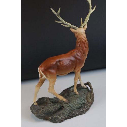 4 - Beswick Connoisseur Stag on Rock, matt,  model no. 2629, 36cms high