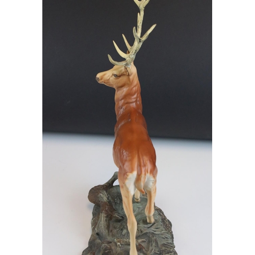 4 - Beswick Connoisseur Stag on Rock, matt,  model no. 2629, 36cms high