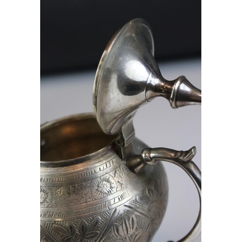 43 - Indian Silver Plated Four Piece Tea Service, the spouts in the form of a stylised bird, water jug 22... 