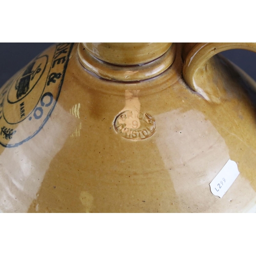 54 - Vintage Salt Glazed Flagon marked ' Brooke & Co's, Brewed Ginger Beer, Bath ' 43cms high