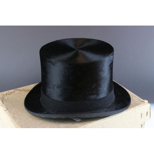 56 - Early 20th century Black Silk Top Hat retailed by C A Dunn & Co, London, inside measurements 19.8cms... 