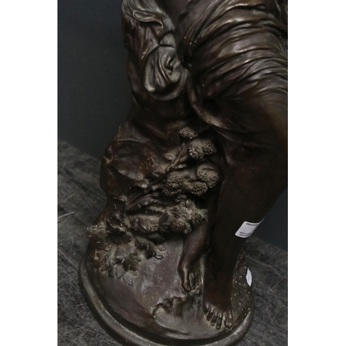 59 - After Moreau, Bronzed Resin Classical figure of a Semi Clad Maiden, signed Moreau Math, 64cms high