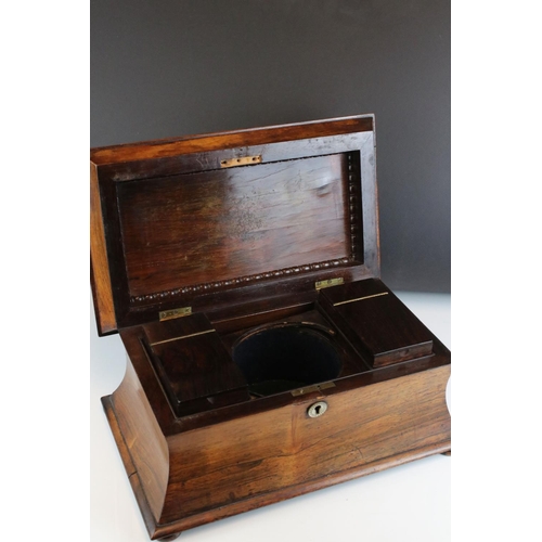 61 - Early 19th century Rosewood Sarcophagus Tea Caddy with secret compartment to lid, 38cms long x 24cms... 