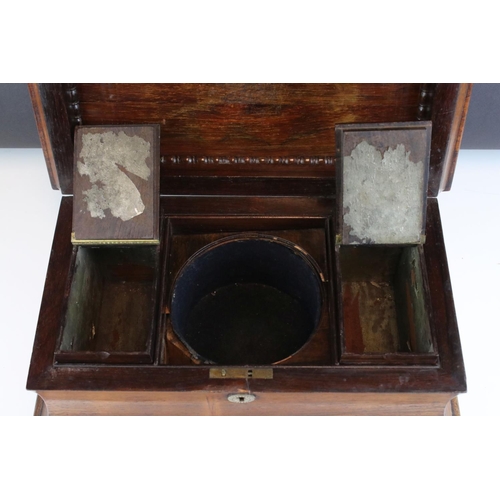 61 - Early 19th century Rosewood Sarcophagus Tea Caddy with secret compartment to lid, 38cms long x 24cms... 