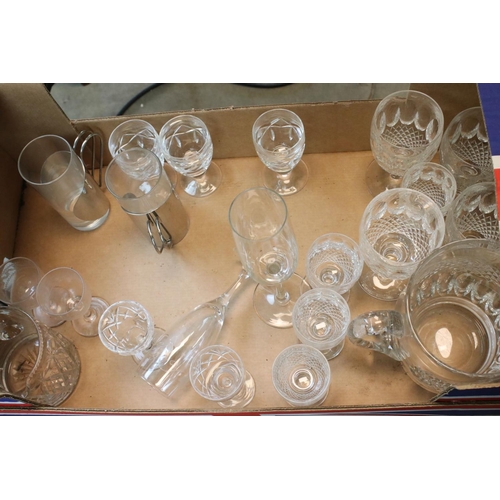 62 - Glassware - Waterford Crystal Cut Glasss Water Jug together with Five Waterford Crystal Wine Glasses... 