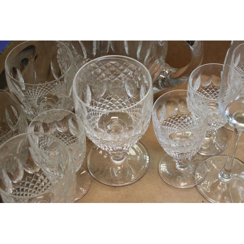 62 - Glassware - Waterford Crystal Cut Glasss Water Jug together with Five Waterford Crystal Wine Glasses... 