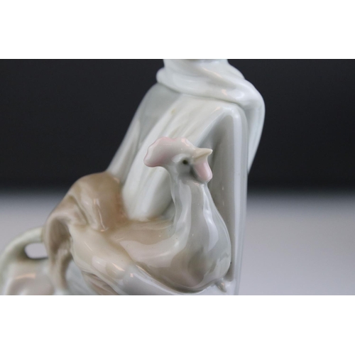 7 - Two Lladro Figurines - Girl holding Lamb, 29cms high and Girl holding Chicken and Basket (a/f), 25cm... 