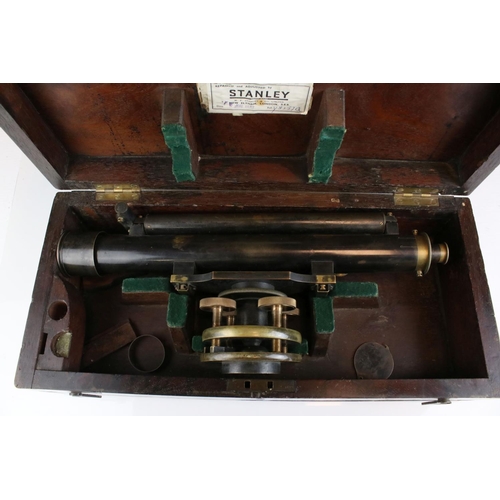 74 - Early 20th century Stanley Theodolite in original wooden fitted case.