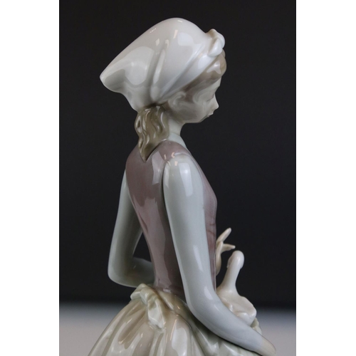 1 - Two Lladro Figurines including Girl with Geese, 31cms high and a Lady with Parasol (a/f)