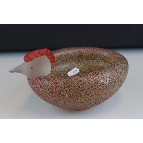 21 - Kosta Boda Glass Dish in the form of a Hen, 22cms long