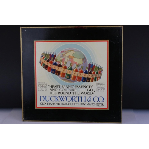 25 - Two ' Duckworth & Co, Old Trafford Essence Distillery ' Cardboard Advertising Signs, the largest dou... 