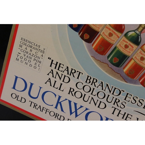 25 - Two ' Duckworth & Co, Old Trafford Essence Distillery ' Cardboard Advertising Signs, the largest dou... 