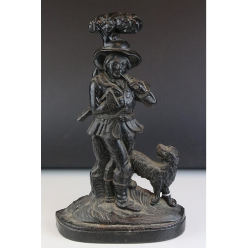 26 - Antique style Cast Iron Doorstop in the form of a Woodsman with Dog, 39cms high