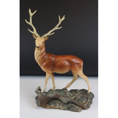 4 - Beswick Connoisseur Stag on Rock, matt,  model no. 2629, 36cms high