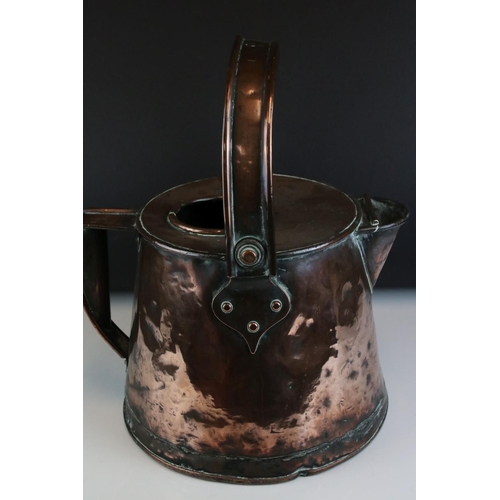 40 - Large Antique Copper Watering Can / Jug with swing handle, 39cms high